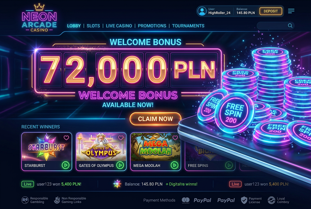 Ekskluzywny interfejs bonusowy w nowoczesnym kasynie online z licznikiem bonusu 72 000 PLN i darmowymi spinami